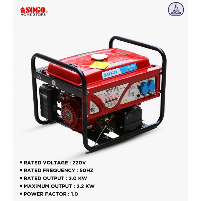 Sogo Generator 2.0 KW (JPN-25000E) - with Battery - Petrol n Gas Generator