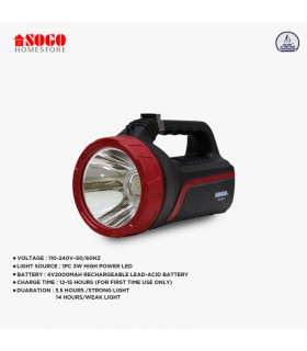 Sogo Rechargeable High Power Search Light 3w Led Torch Light (JPN-8817)