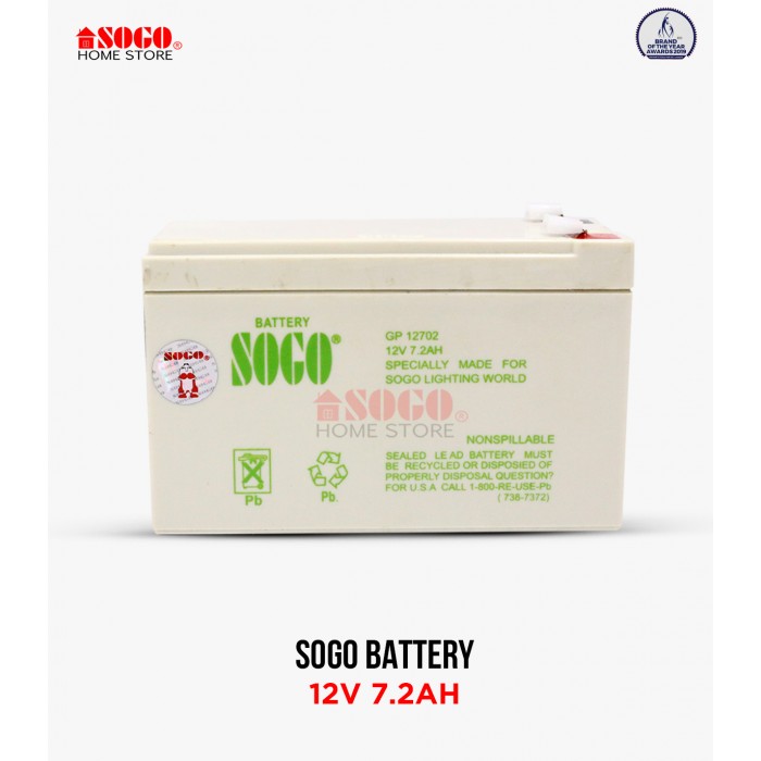 SOGO Rechargeable Dry Battery 12V 7.2AH