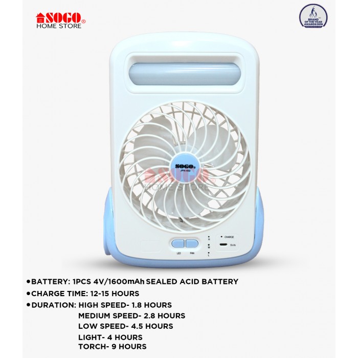 Sogo Rechargeable Mini Table-Desk Fan (JPN-402)