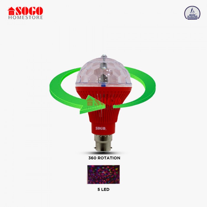 Pack Of 6 Sogo 5 Led PRISM Revolving Lamp (B22) Pin Type