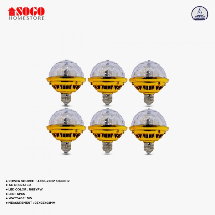 Pack Of 6 Sogo Revolving UFO Style 6 LED Bulb (E27) Screw Type